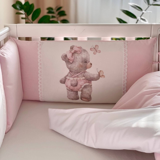 Set lenjerie Patut BebeCopii 8 piese Teddy Kids Toys Roz (7)